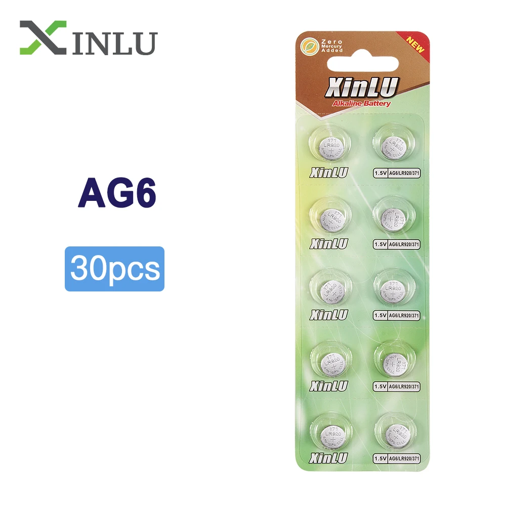 30 шт. AG6 371 SR920SW LR920 SR927 171 370 L921 LR69 SR920 1 55 V кнопочный аккумулятор для мобильных часов