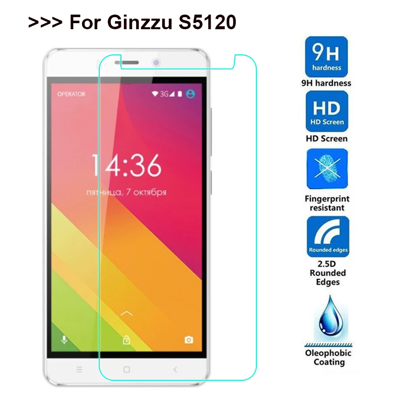 Закаленное стекло Ginzzu S5120 не полное покрытие Защитная пленка для экрана 9H 2.5D