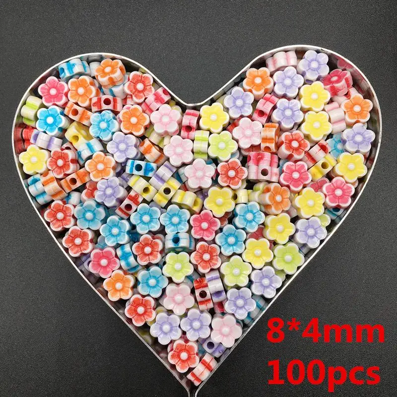100/50 шт Акриловые бусины DIY ручной работы цветок сердце ювелирные аксессуары