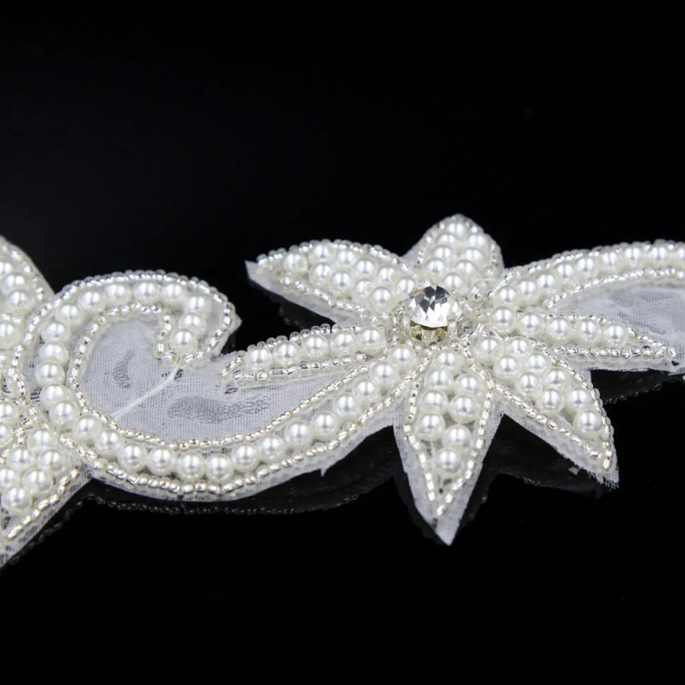 1 Yard Beige Pearl Applique Flower Sewing Trims On For Wedding Bridal Dress R2711F01 | Дом и сад