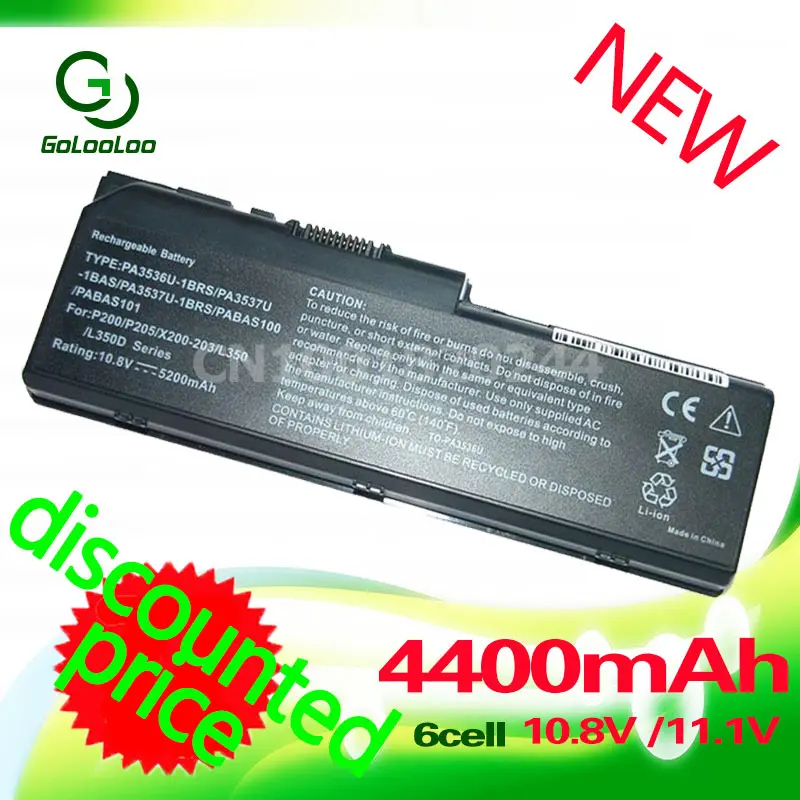 

Golooloo 4400MaH Battery for toshiba Equium L350D P200 Satellite Pro L350 L355 L350D L355D P200 P200D PA3537U-1B PA3536U-1BRS