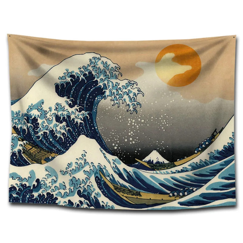 Japanese Ukiyo-e Tapestry Nordic Hanging Cloth Sofa Towel Background Home Picture Decorative Tablecloth | Дом и сад
