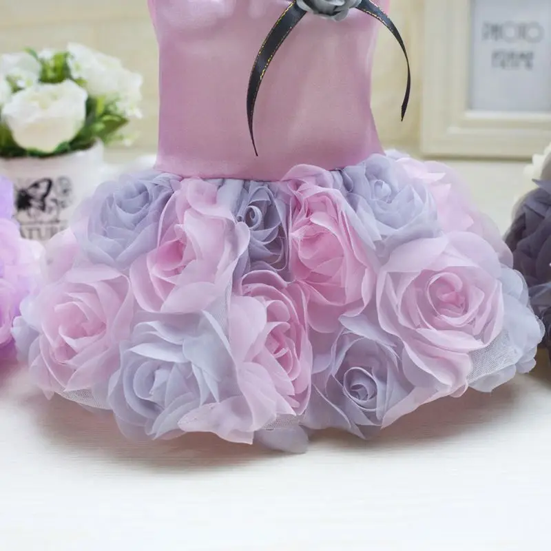 Rose Flower Adornment Dog Dress Pets Dogs Puppy Princess Bowknot Floral Costume Pet Skirt Wedding Dresses | Дом и сад