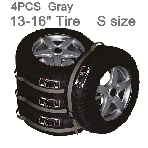Grey S Size 4 шт. чехол для автомобильных запасных шин гаражный чехол для автомобильных шин аксессуары для автомобильных шин летняя зимняя Защитная сумка для хранения шин - Цвет: Grey S Size