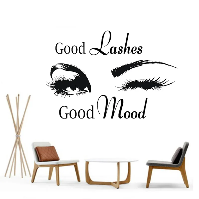 

Good Lashes Beauty Salon Quote Wall Stickers Decal Eye Eyelashes Art Girl Room Decals Decor Modern Beauty Shop Vinyl Mural H348