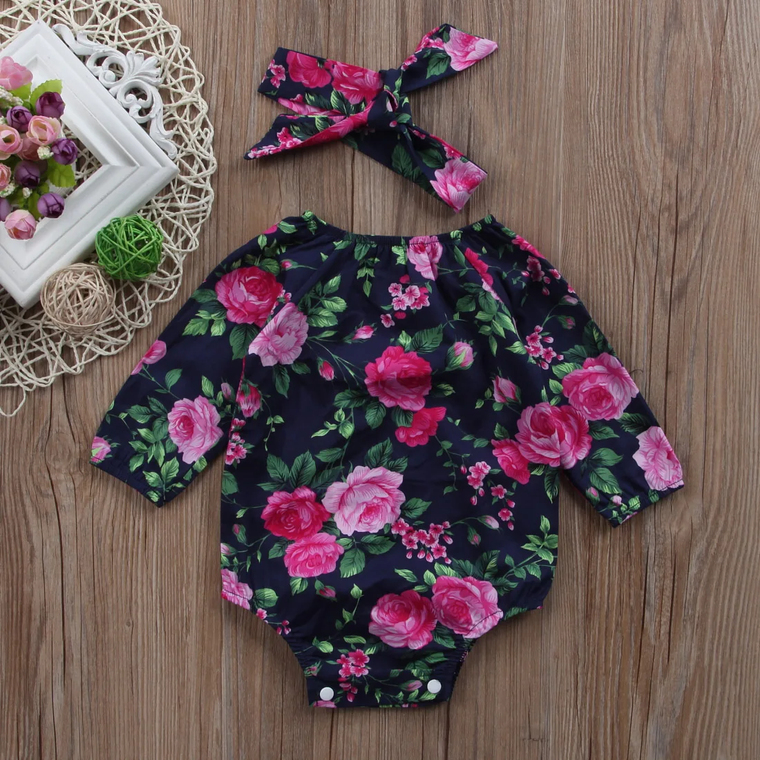 Лидер продаж прекрасные цветы 2 предмета 2017 г. комбинезон для новорожденных