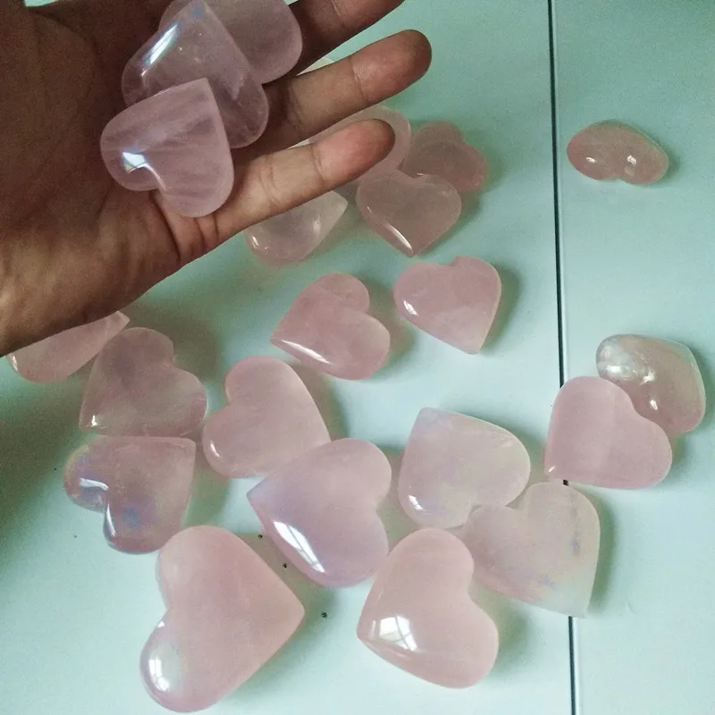 

40-50mm Natural rose quartz crystal heart home decor hibiscus crystal stones and crystals healing stone heart of meditation