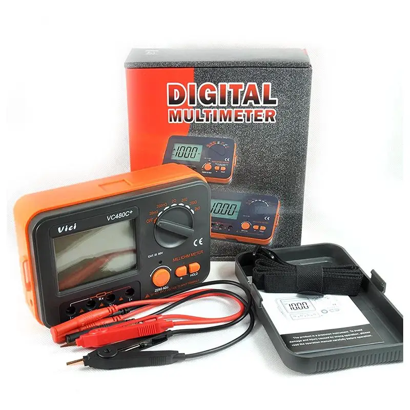 ELEG-Vici Vc480c+ 3 1/2 точность+ 4 провода тестовый мультиметр Цифровой милли-ом метр