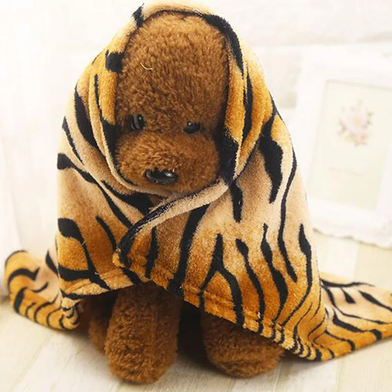 Мягкое фланелевое одеяло для домашних животных теплые коврики в полоску с тигром