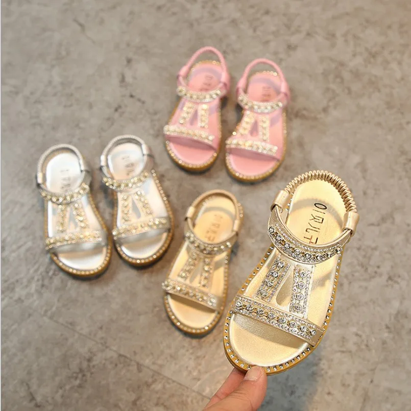 Летняя обувь для маленьких девочек детская принцессы с кристаллами в римском
