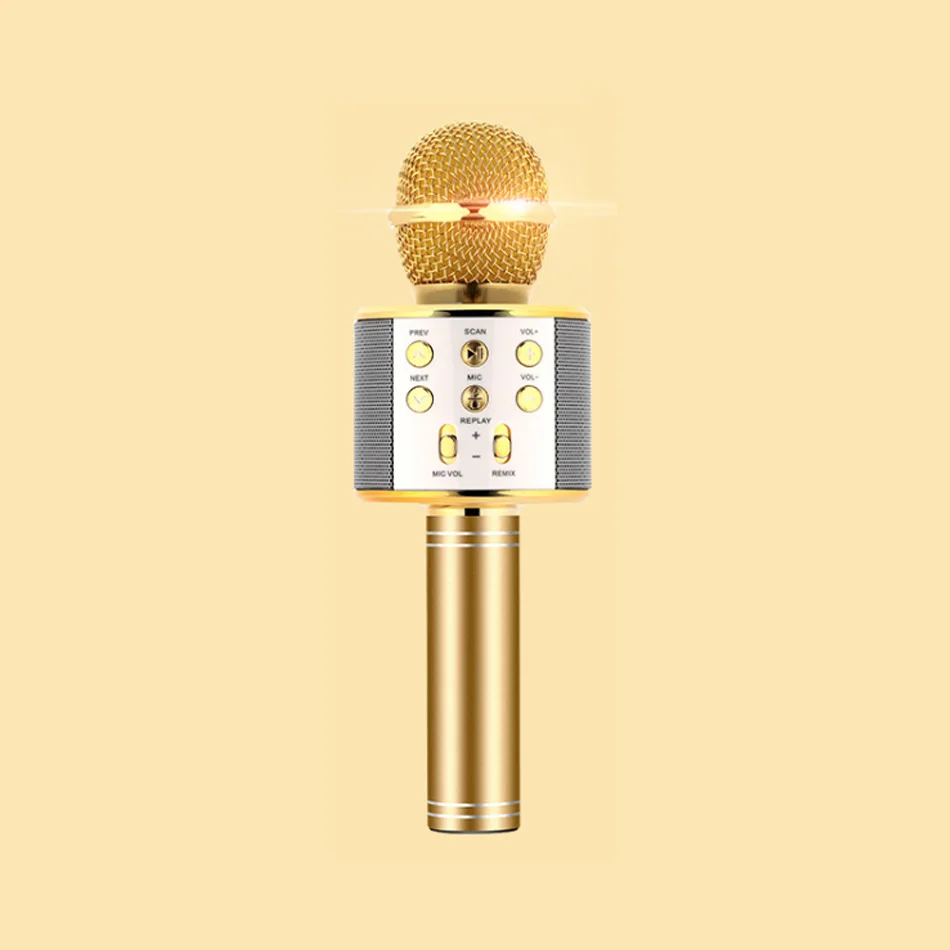 Gold WS 858 wireless microphone professional condenser karaoke mic bluetooth stand radio mikrofon studio recording studio WS85 - Цвет: Gold