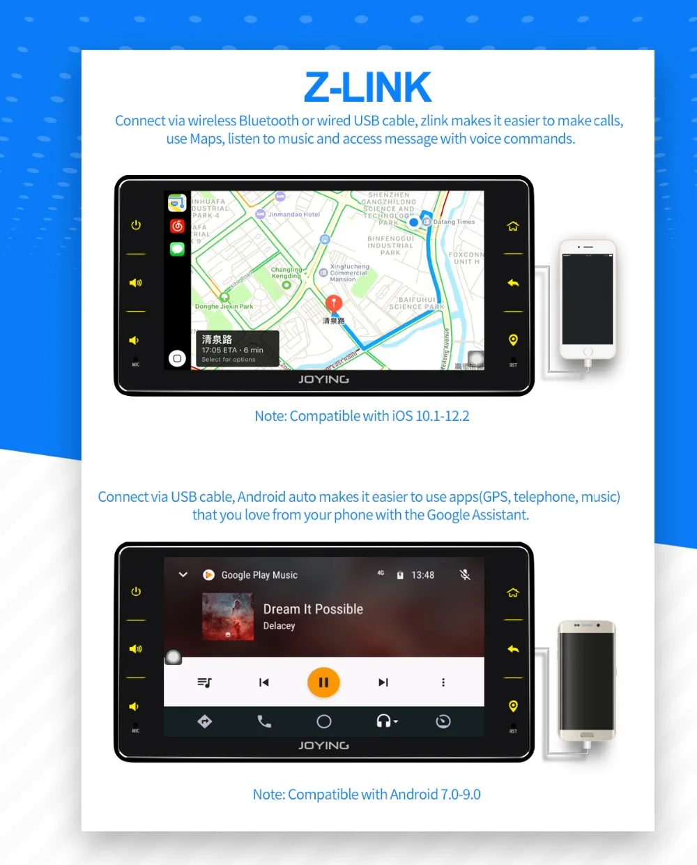 JOYING 1 din 4+ 64 ГБ Android 8,1 радио кассетный плеер 6," стерео gps навигация поддержка 4G SWC универсальный автомобильный Радио Android авто