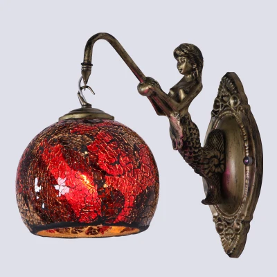 Средиземноморский абажур из стекла Тиффани настенные лампы 110 220 в E27 держатель