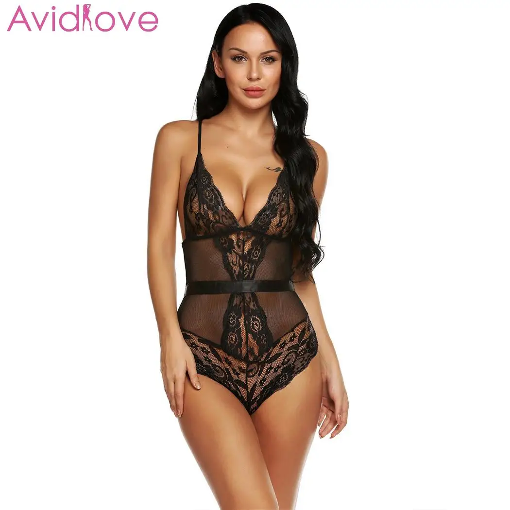 Avidlove Женское боди с чулками сексуальное нижнее белье пижама регулируемый
