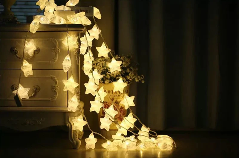 1,5/3 м 20LED трещина звезды сказочные декоративные световые гирлянды на батарейках Свадьба Рождество Дом Открытый Патио Гирлянда украшение