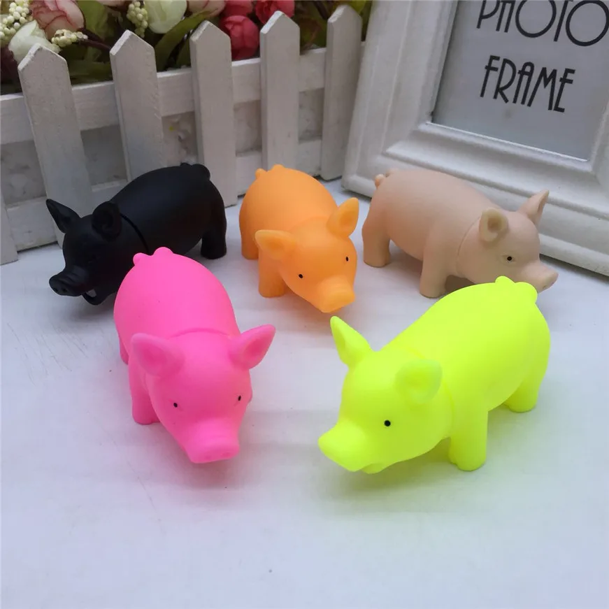 Милая скрипящая свинка 8 см случайного цвета пищалка резиновая игрушка свинья