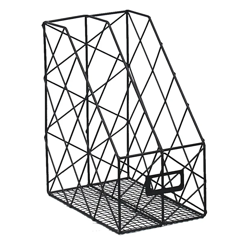 

Quality Rose Gold Metal File Storage Rack Home Office Desktop Grid Book Magazine Finishing Display Shelf Multifunction Organizer
