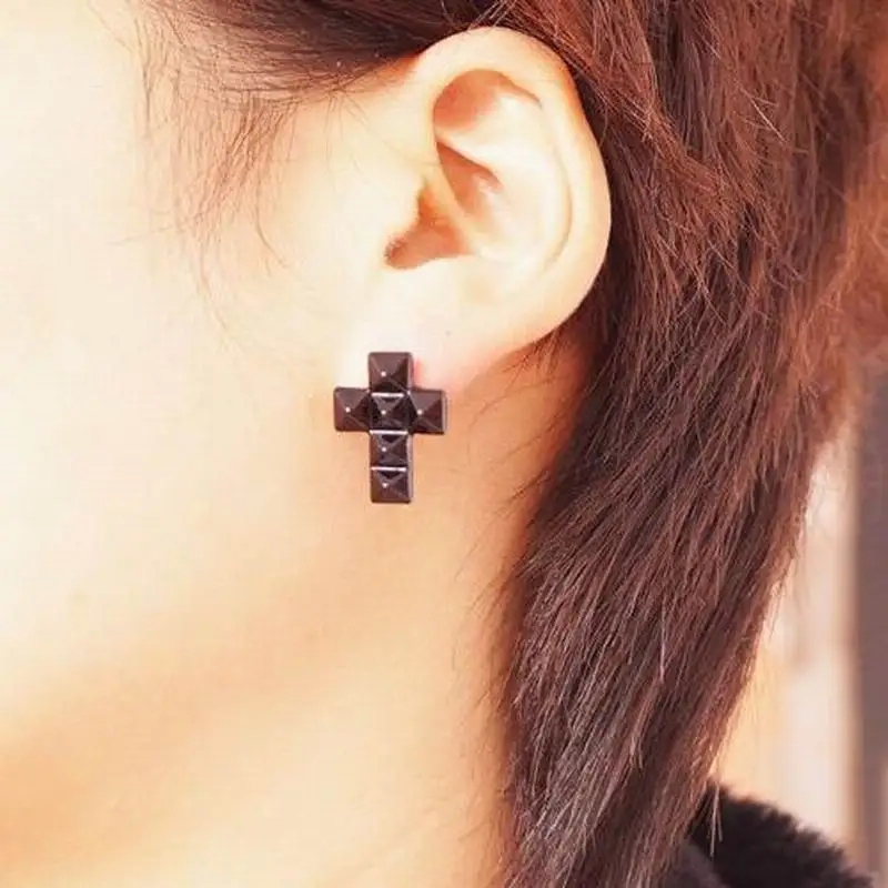 Винтажные рок панк Готик крест серьги для влюбленных гвоздики мужчин и женщин