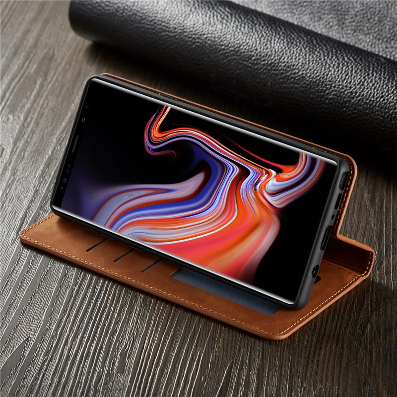 luxury leather note9 case for samsung galaxy note 9 magnetic wallet flip card holder stand book bag 360 protection cover carcasa free global shipping