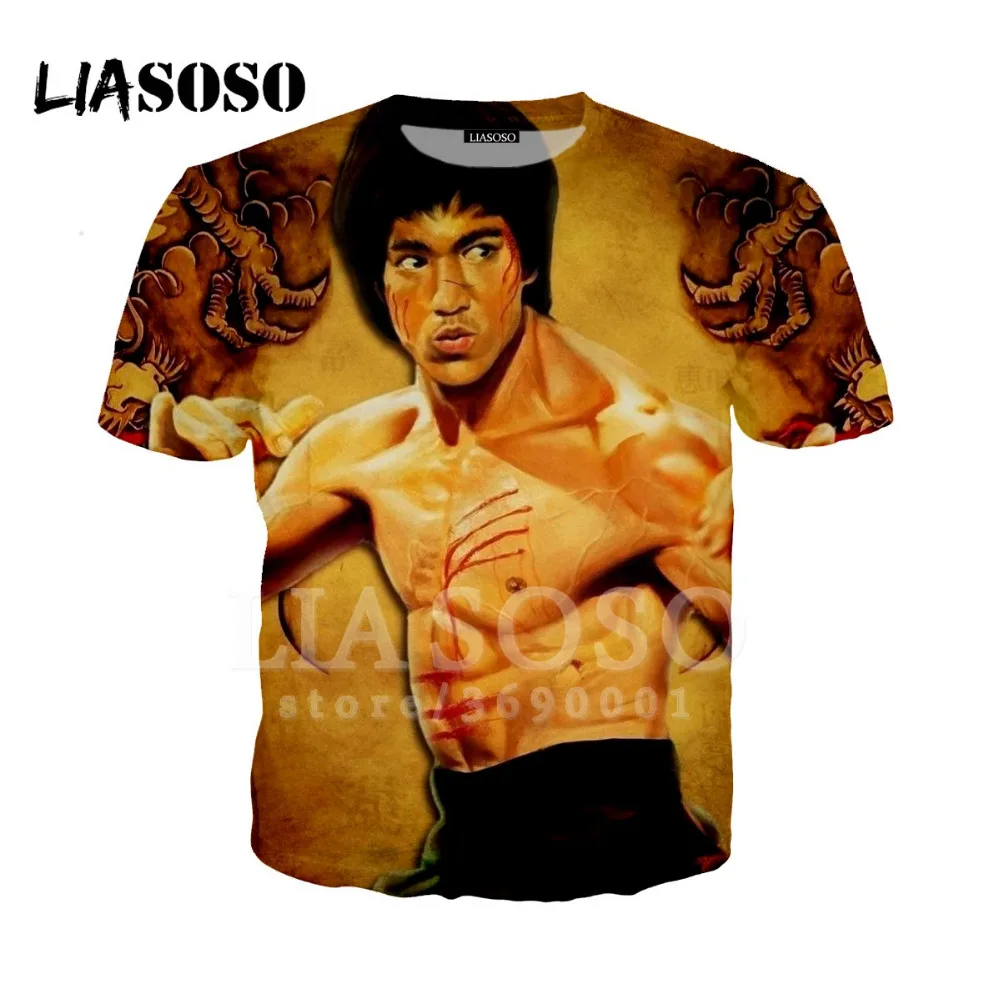 LIASOSO/новая футболка, 3D принт, унисекс, дизайн, Брюс Ли Конг фу, Китай, хорошее качество, круглый вырез, крутые хип-хоп повседневные футболки, топы, A163