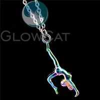 rainbow colors gym sport gymnast pendant necklace 50cm stainless steel chains necklace girl kids best gift
