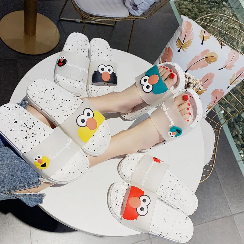 YIXIE/ модные женские шлепанцы; модные летние милые женские повседневные пляжные шлепанцы без застежек с героями мультфильмов; шлепанцы; домашняя женская обувь