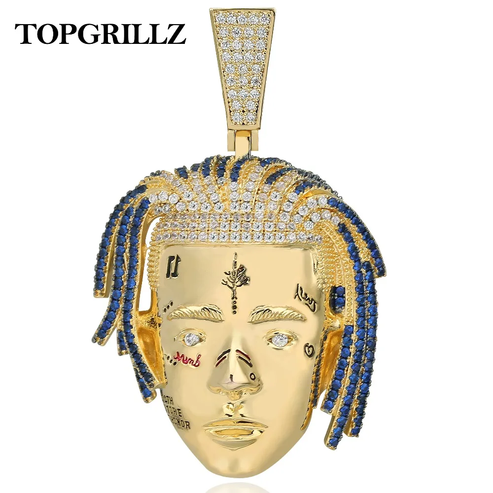 TOPGRILLZ Rapper XXX Tentacion ожерелье для мужчин Iced Out CZ цепи хип хоп/панк золотые подвески