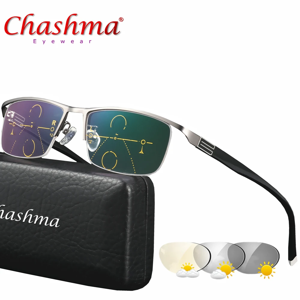 

CHASHMA Adjustable Vision Bifocal Transition Sun Photochromic Progressive Reading Glasses Multifocal Eyeglasses +1 1.25 1.5 1.75