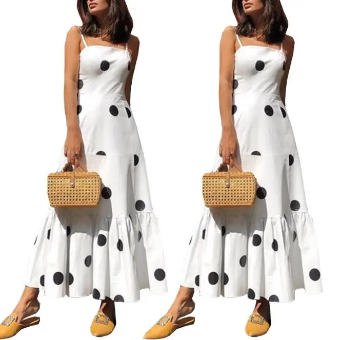 

Women Summer Dress 2019 Boho Floral Print Beach Dress Lady Cocktail Party Holiday Sling Dot Sundress