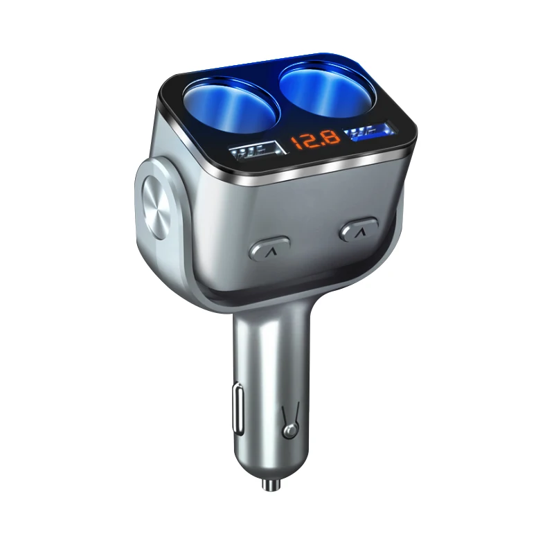silver QC3.0+ 2.4A двойной USB разветвитель автомобильного прикуривателя адаптер 90 Вт СВЕТОДИОДНЫЙ монитор напряжения Авто Автомобильный USB переходник - Название цвета: silver