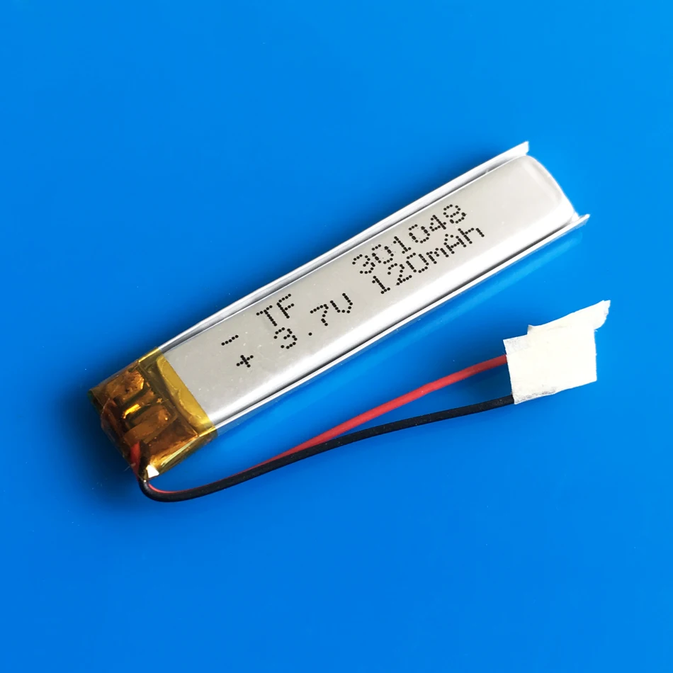 3,7 V 120mAh литий-полимерный перезаряжаемый lipo-аккумулятор, настраиваемый оптом CE FCC паспорт безопасности токсичных веществ для MP3 bluetooth гарнитуры 301048