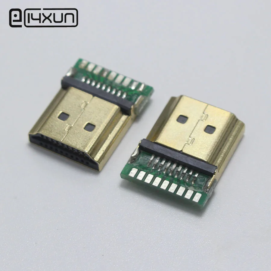 EClyxun 1 шт. позолоченный стандартный штекер HDMI типа А с печатной платой 19P разъем (1