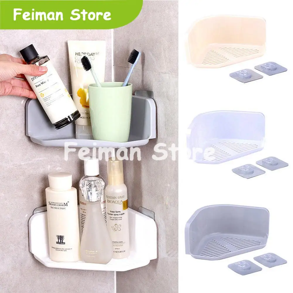 3 Colors Suction Cup Corner Shower Shelf Bathroom Shampoo Holder Kitchen Storage Rack Organizer | Обустройство дома