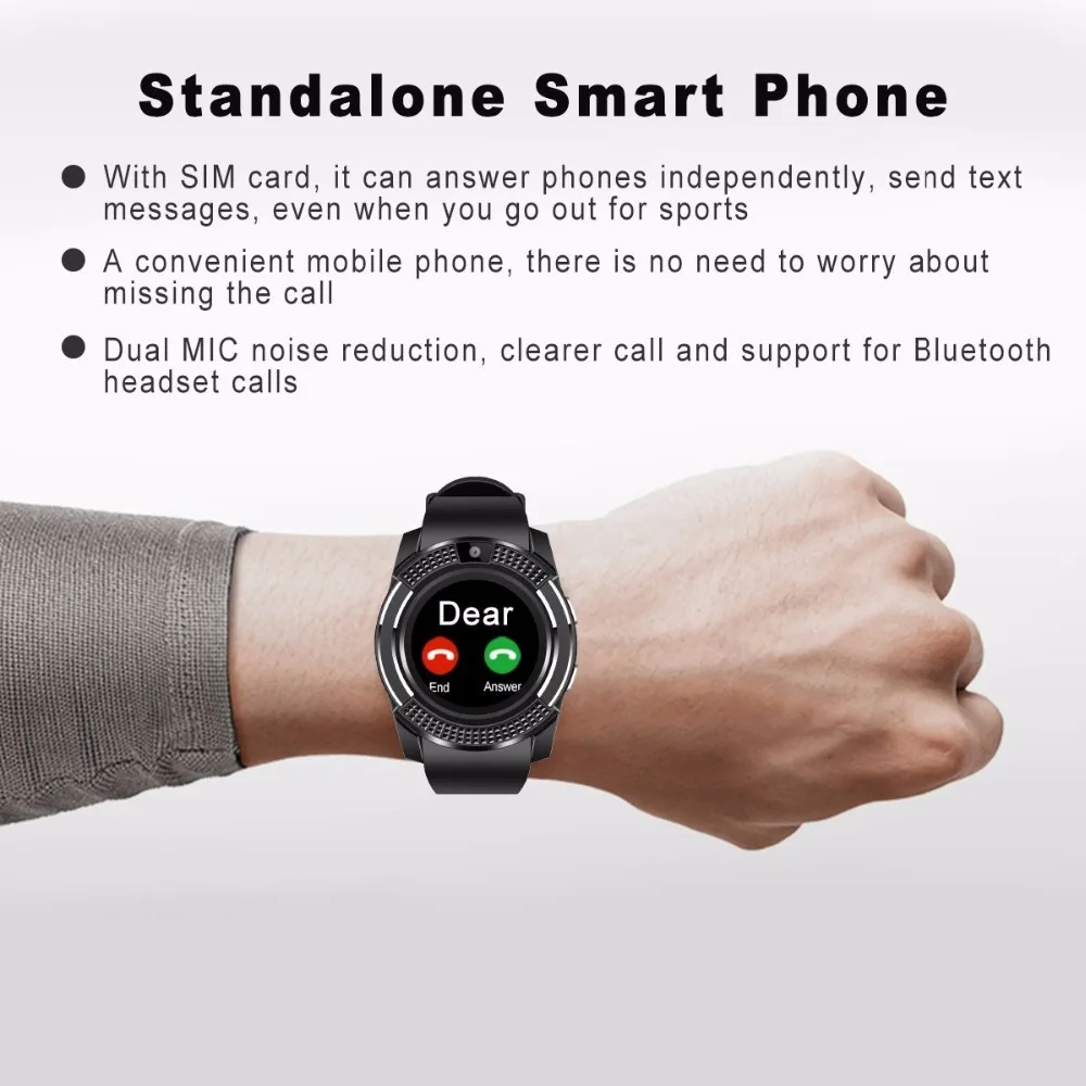 2018 Bluetooth андроид смарт-часы Сенсорный экран Sleep Monitor Smartwat для детей Для мужчин
