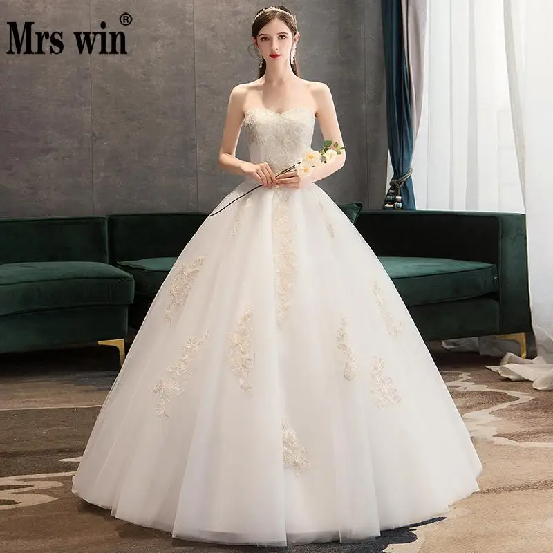 Свадебное платье без бретелек Новинка 2019 г. Mrs Win элегантное Пышное Бальное Платье