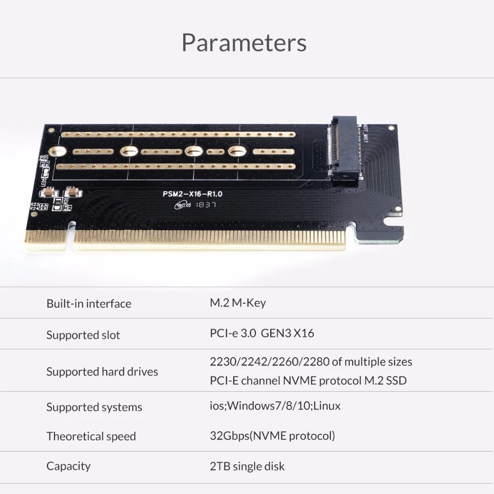 Карта расширения ORICO M.2 NVME к PCI-E 3 0 X16 для материнской платы PCI-e Gen3 поддержка канала