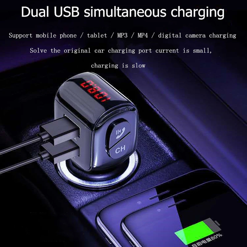 A01 мини Автомобильный MP3-плеер двойной USB Автомобильное устройство для быстрой зарядки Bluetooth FM передатчик 68dB автомобиля Зарядное устройство mp3 плеер