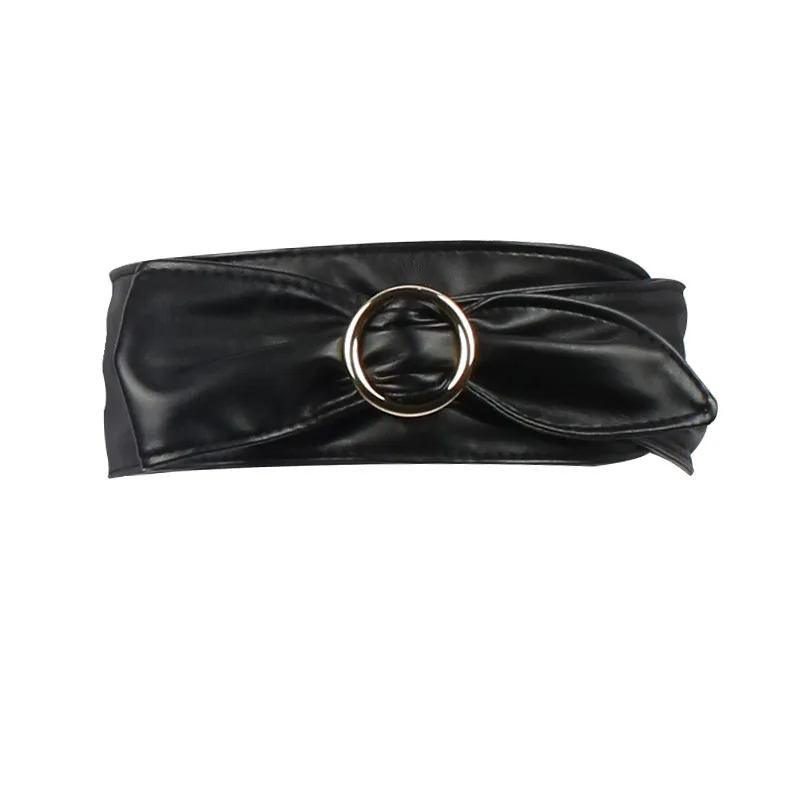 black color Женский широкий корсет, пояс, горячая Распродажа, золотая металлическая пряжка, пояс, аксессуары для одежды, черный мягкий кожаный пояс, ремни для женщин - Цвет: black color