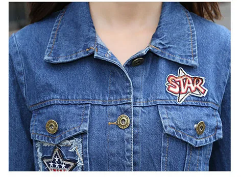 Куртка женская джинсовая свободного покроя длинный низ большие размеры TB7041