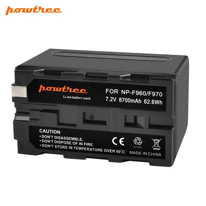 Сменный аккумулятор Powtree 7 2 В 8700 мА/ч для Sony NP F960 NPF960 F950 F970 с зарядным устройством