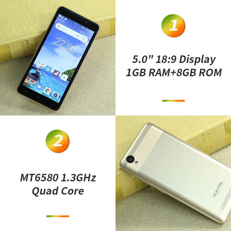 Oukitel C10 5 0 дюйма 18:9 Дисплей 3g смартфон 1 GB + 8 MTK6580 4 ядра 1. Гц Dual SIM 2000 mAh Android мобильный