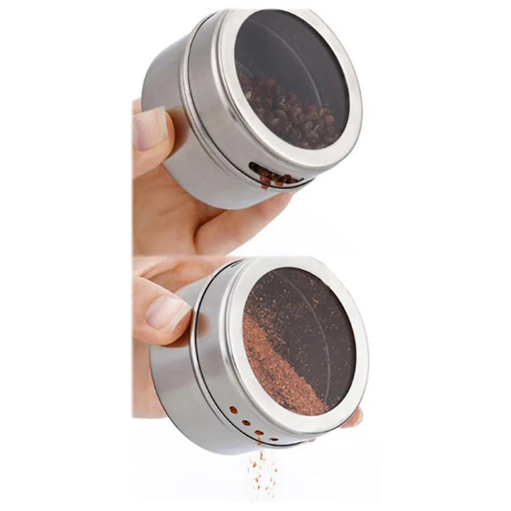 Прозрачная крышка из нержавеющей стали баночка для специй на магните хранения