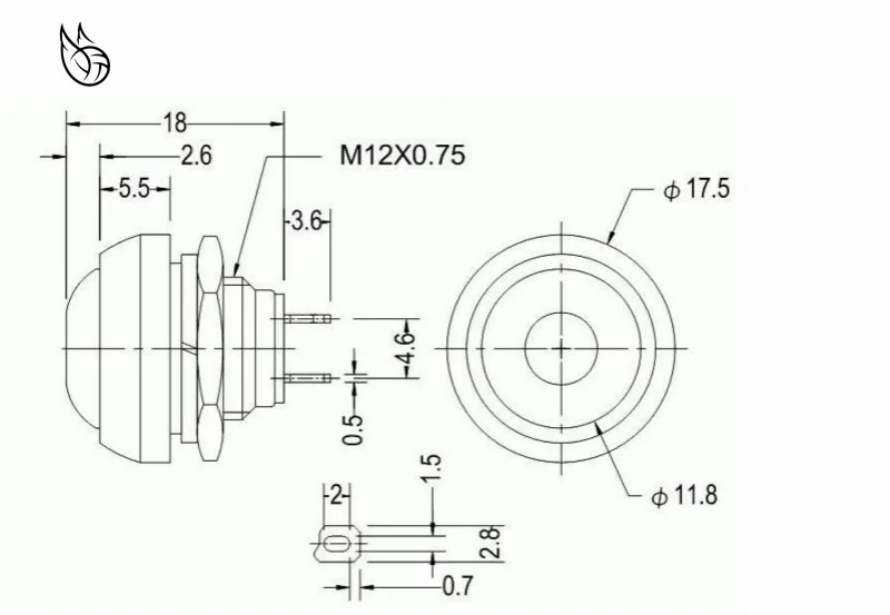 

1Pcs 2Pin Mini Switch 12mm 1A waterproof switch 12v momentary Push button Switch since the reset Non-locking