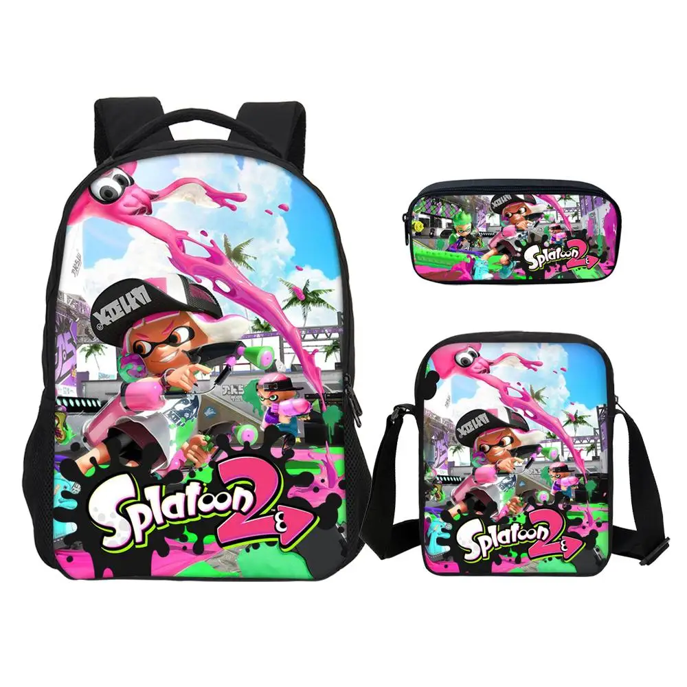 2019 Новый Splatoon 2 Школьный рюкзак для подростков 3 шт. набор 3D печать женские сумки