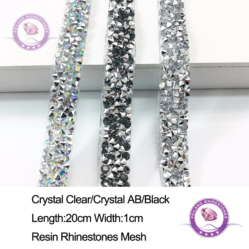 

20cm Hot Fix AB Rhinestones Ribbon Flatback Crystal Applique for Clothing Shoes DIY Decoration