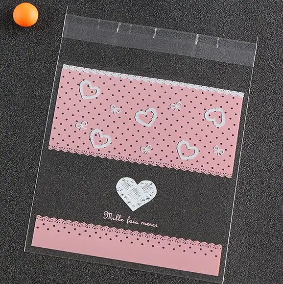 

Wedding gift bag 100pcs Plastic Cookie Packaging Bag Wedding Cookie Bags 10*10cm Self Adhesive Macaron Cake Bag