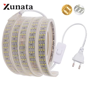 220 В 276 светодисветодиодный sM 120 SMD 2835 Светодиодная лента водонепроницаемая гибкая лента 5050 60 Светодиодная лента с переключателем для украшения дома