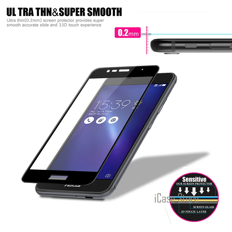 Полноцветная защитная пленка из закаленного стекла для asus Zenfone 3 Max ZC520TL ZE520KL Zoom