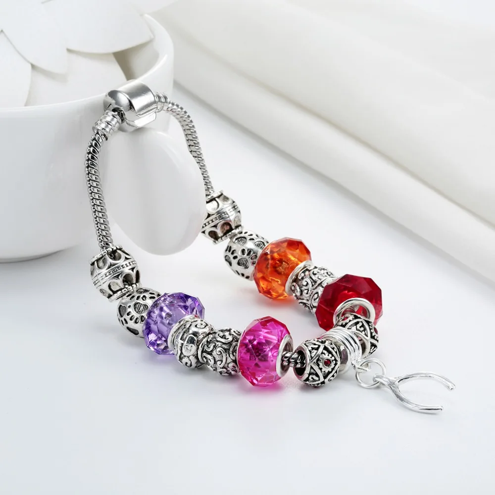 Шарм браслет QIAMNI на удачу из муранского стекла|pendant bracelet|bracelet multicolormulticolor bracelet |