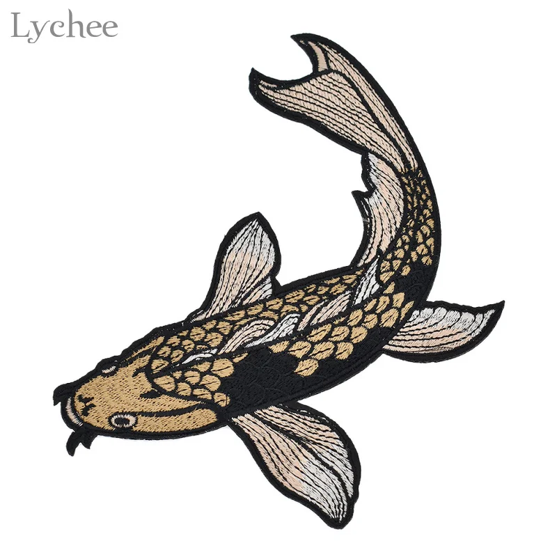 Lychee Life вышитая нашивка с рыбками кои на одежде Мультяшные наклейки для одежды